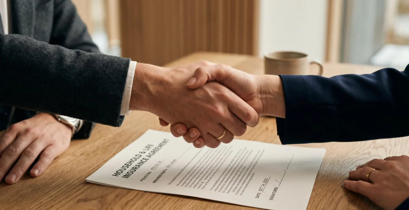 Poignée de main professionnelle symbolisant l'accord entre courtier et client
